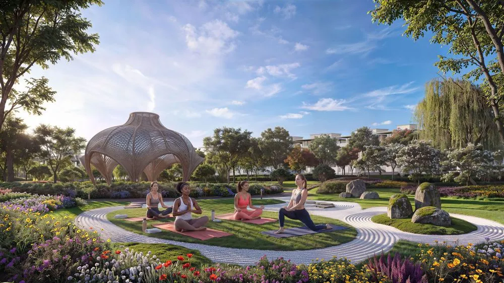 Yoga lawn in a wellness garden
